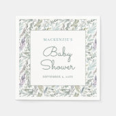 Elegant Botanisch Waterverf Baby shower Servet (Voorkant)