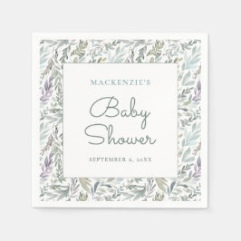 Elegant Botanisch Waterverf Baby shower Servet