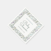 Elegant Botanisch Waterverf Baby shower Servet (Hoek)