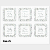Elegant Botanisch Waterverf Baby shower Vierkante Sticker (Vel)