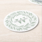 Elegant Botanisch Weesmonogram Ronde Kartonnen Onderzetter (Gebogen)