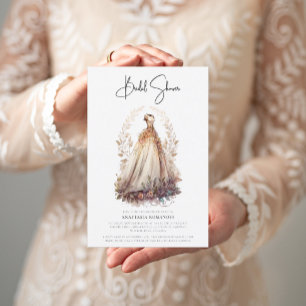 Elegant Botanisch White Gown Vrijgezellenfeest Kaart