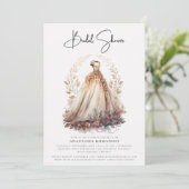 Elegant Botanisch White Gown Vrijgezellenfeest Kaart (Staand voorkant)