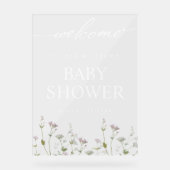 Elegant Botanisch Wildflower Baby shower Acryl Bord (Voorkant)