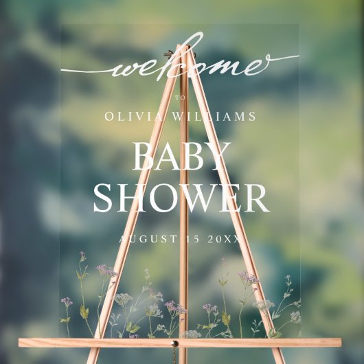 Elegant Botanisch Wildflower Baby shower Acryl Bord (Neutraal)