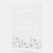 Elegant Botanisch Wildflower Baby shower Acryl Bord (Hoek)