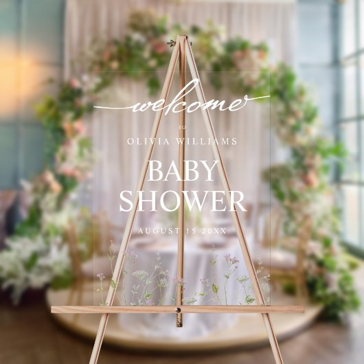 Elegant Botanisch Wildflower Baby shower Acryl Bord