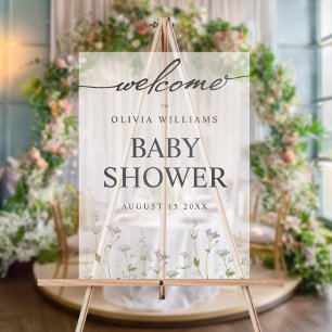 Elegant Botanisch Wildflower Baby shower Acryl Bord
