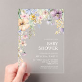 Elegant Botanisch Wildflower Baby shower Acryl Uitnodigingen (Insitu (Draagbaar))