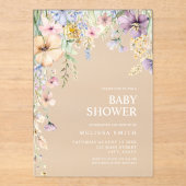 Elegant Botanisch Wildflower Baby shower Acryl Uitnodigingen (Voorkant)