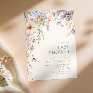 Elegant Botanisch Wildflower Baby shower Kaart
