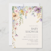 Elegant Botanisch Wildflower Baby shower Kaart (Voorkant)