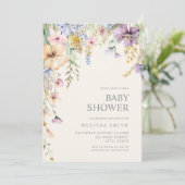 Elegant Botanisch Wildflower Baby shower Kaart (Staand voorkant)