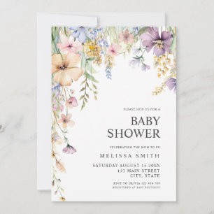 Elegant Botanisch Wildflower Baby shower Kaart