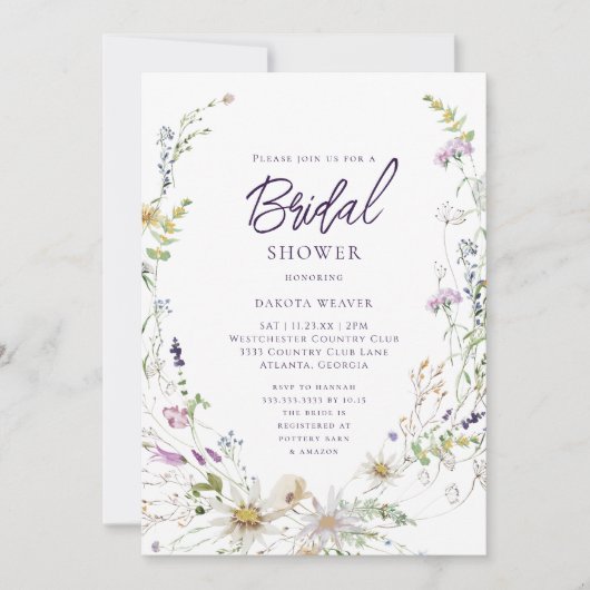 Elegant Botanisch Wildflower Vrijgezellenfeest Kaart (Voorkant)