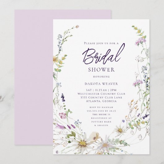 Elegant Botanisch Wildflower Vrijgezellenfeest Kaart (Voorkant / Achterkant)