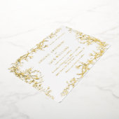 Elegant Botanisch Wit Bruiloft Goud Folie Uitnodiging (Gedraaid)