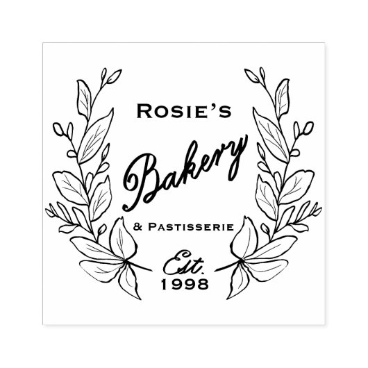 Elegant Botanisch Wreatsine Logo | Bakkerij Rubberstempel (Afrduk)