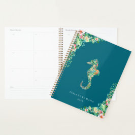 Elegant botanisch zeepaardje | Blauw Planner
