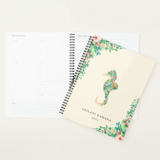 Elegant botanisch zeepaardje | Sandy Beige Planner (Display)