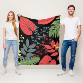 Elegant botanisch zwart en kleuren modern decor fleece deken