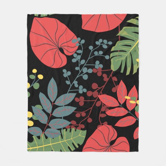 Elegant botanisch zwart en kleuren modern decor fleece deken (Voorkant)