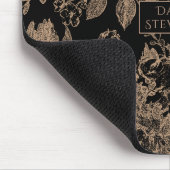 Elegant Botanisch | Zwart en Roos Gouden Bloemen Muismat (Hoek)