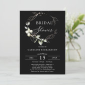 Elegant Botanisch Zwart Goud Vrijgezellenfeest Kaart (Staand voorkant)