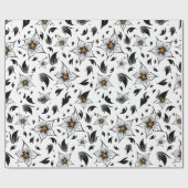 Elegant Botanisch Zwart-Wit Bloempatroon Cadeaupapier (Vlak)