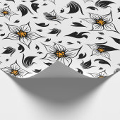 Elegant Botanisch Zwart-Wit Bloempatroon Cadeaupapier