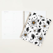 Elegant Botanisch Zwart-Wit Bloempatroon Planner (Display)