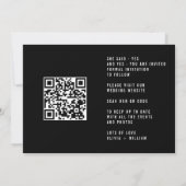 Elegant Botanisch Zwart-Wit Monogram QR Code Save The Date (Achterkant)