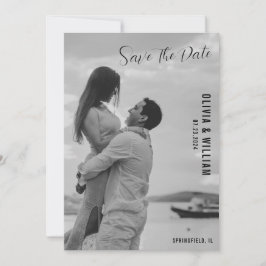 Elegant Botanisch Zwart-Wit Monogram QR Code Save The Date
