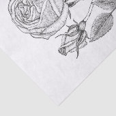 Elegant Botanisch  Zwart Wit Roos Tissuepapier (Detail)