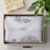 Elegant Botanisch  Zwart Wit Roos Tissuepapier (Geschenk)