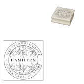 Elegant botanische bladeren Achternaam Retouradres Rubberstempel (Gestempeld)
