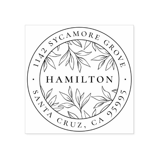 Elegant botanische bladeren Achternaam Retouradres Rubberstempel (Afrduk)