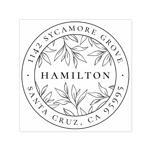 Elegant botanische bladeren Achternaam Retouradres Zelfinktende Stempel (Design)