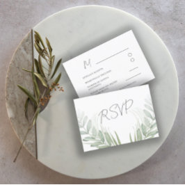 Elegant botanische bladgroene salie RSVP Kaartje