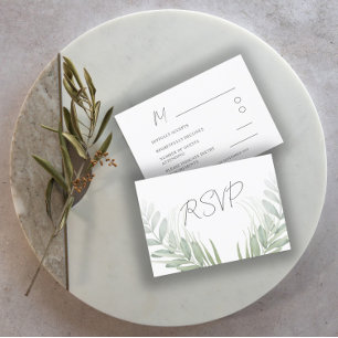 Elegant botanische bladgroene salie RSVP Kaartje