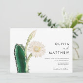 Elegant botanische cactus  woestijnbruiloft kaart (Staand voorkant)