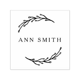 Elegant Botanische Circulaire Bedrijfsnaam Logo Zelfinktende Stempel