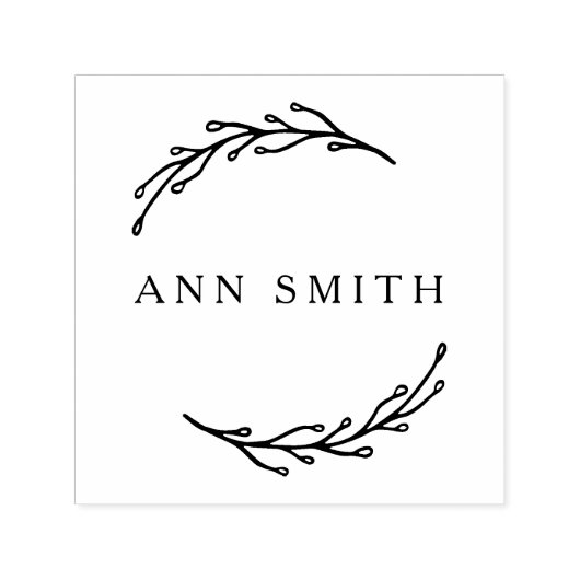 Elegant Botanische Circulaire Bedrijfsnaam Logo Zelfinktende Stempel (Design)