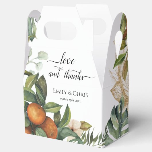 Elegant botanische citrusgroen bedankdoosjes (Geopend)
