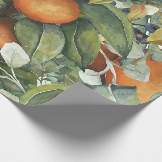 Elegant botanische citrusgroen cadeaupapier (Hoek)