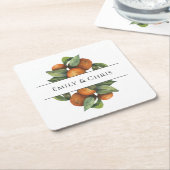 Elegant botanische citrusgroen kartonnen onderzetters (Schuin)