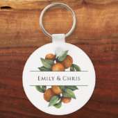 Elegant botanische citrusgroen sleutelhanger (Voorkant)