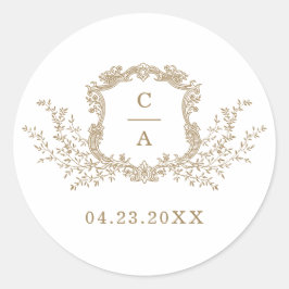 Elegant  Botanische Crest Envelope Classic R Ronde Sticker