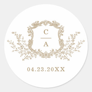 Elegant  Botanische Crest Envelope Classic R Ronde Sticker