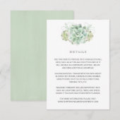 Elegant Botanische details Succulent Wedding Informatiekaartje (Voorkant / Achterkant)